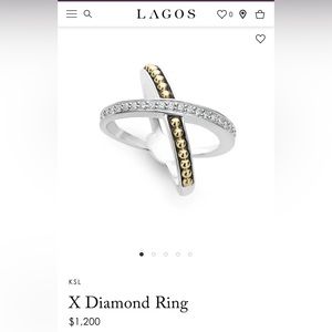 Women’s Lagos X Diamond ring. Size 8